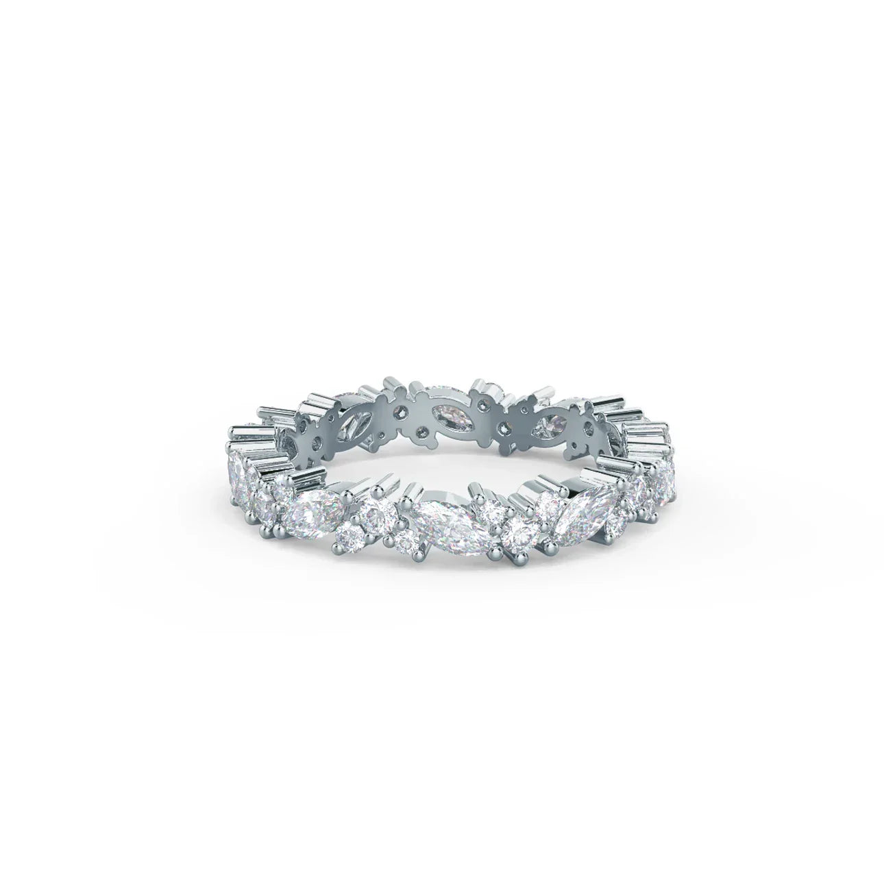 Marquise And Round Lab Grown Diamond Jessica Eternity Band , EF Color , VS Clarity , IGI Certificate