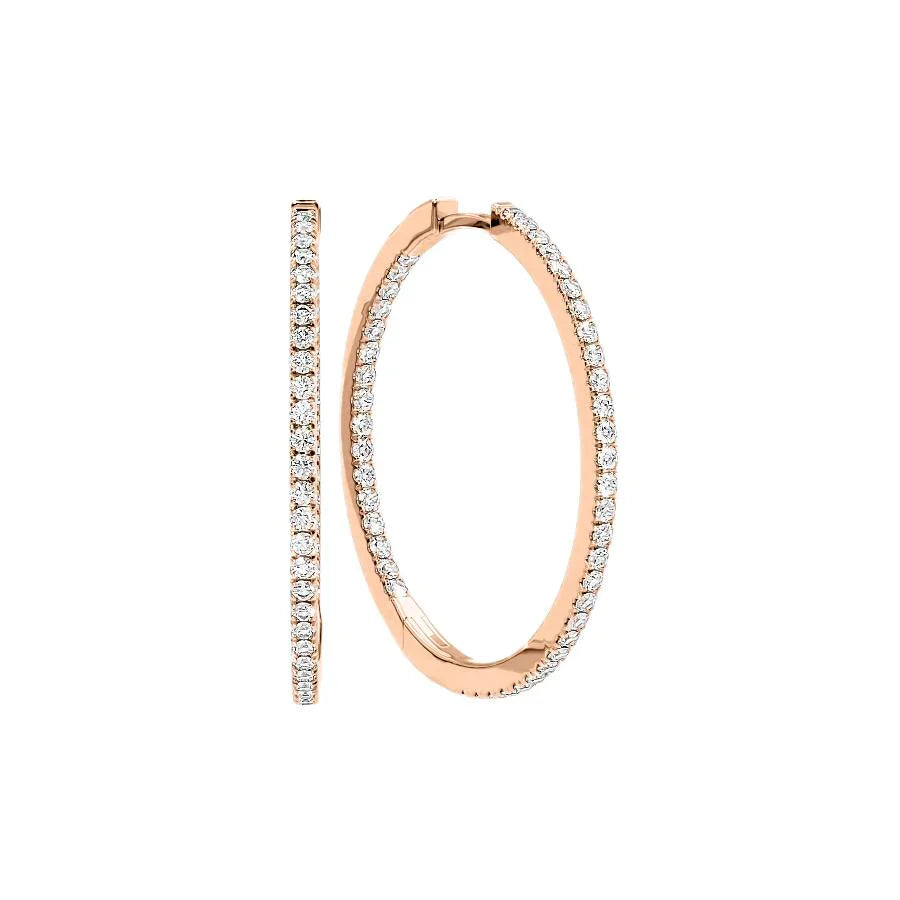 Round Lab Grown Diamond 30mm Inside Out Pave Hoops Earring, EF Color, VS Clarity, IGI Certified