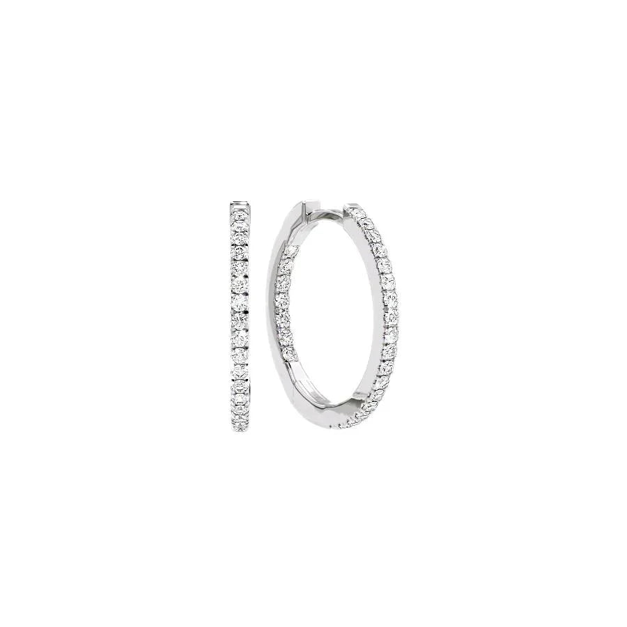 Round Lab Grown Diamond 20mm Inside Out Pave Hoops Earring, EF Color, VS Clarity, IGI Certified