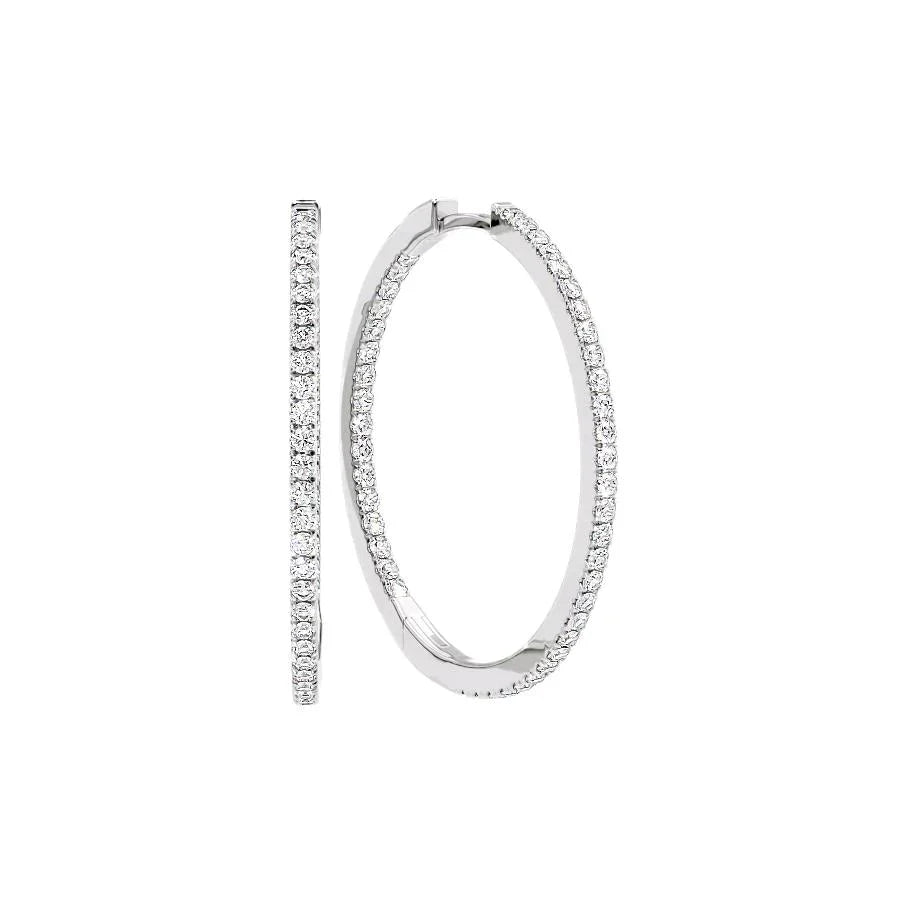 Round Lab Grown Diamond 30mm Inside Out Pave Hoops Earring, EF Color, VS Clarity, IGI Certified