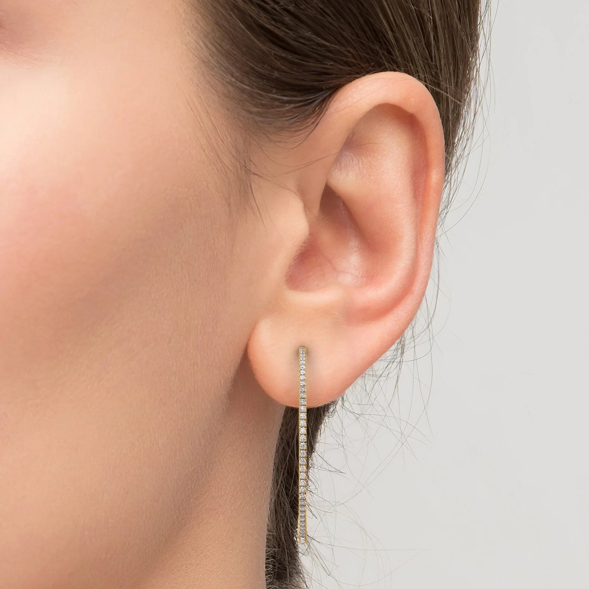 Round Lab Grown Diamond 40mm Inside Out Pave Hoops Earring, EF Color, VS Clarity, IGI Certified