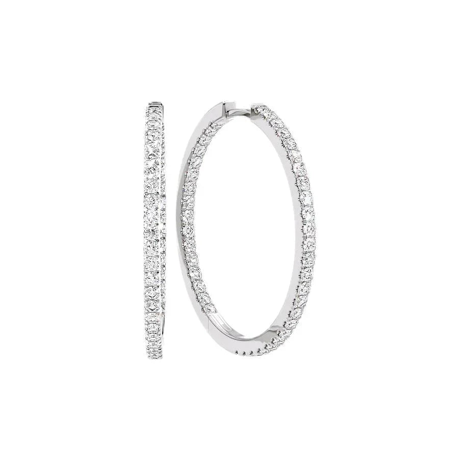 Round Lab Grown Diamond 30mm Inside Out Pave Hoops Earring, EF Color, VS Clarity, IGI Certified