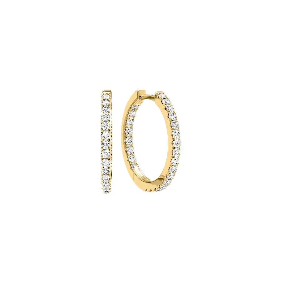 Round Lab Grown Diamond 20mm Inside Out Pave Hoops Earring, EF Color, VS Clarity, IGI Certified