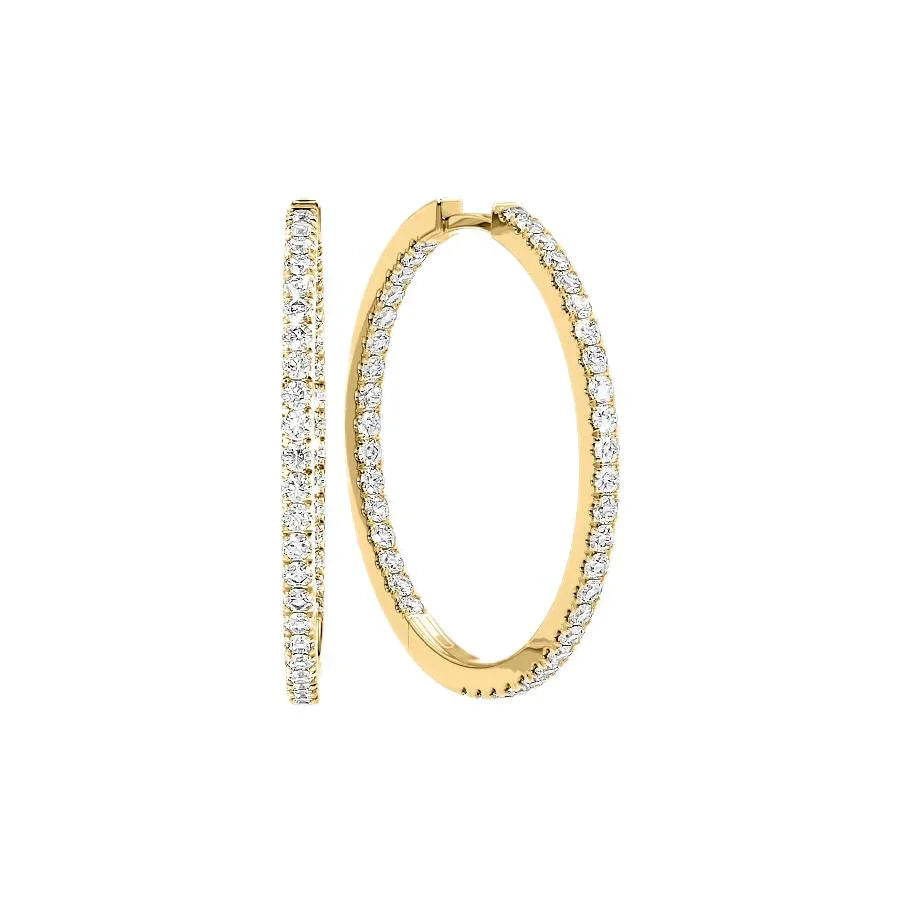 Round Lab Grown Diamond 30mm Inside Out Pave Hoops Earring, EF Color, VS Clarity, IGI Certified