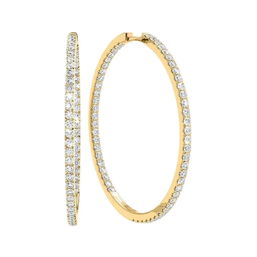 Round Lab Grown Diamond 40mm Inside Out Pave Hoops Earring, EF Color, VS Clarity, IGI Certified