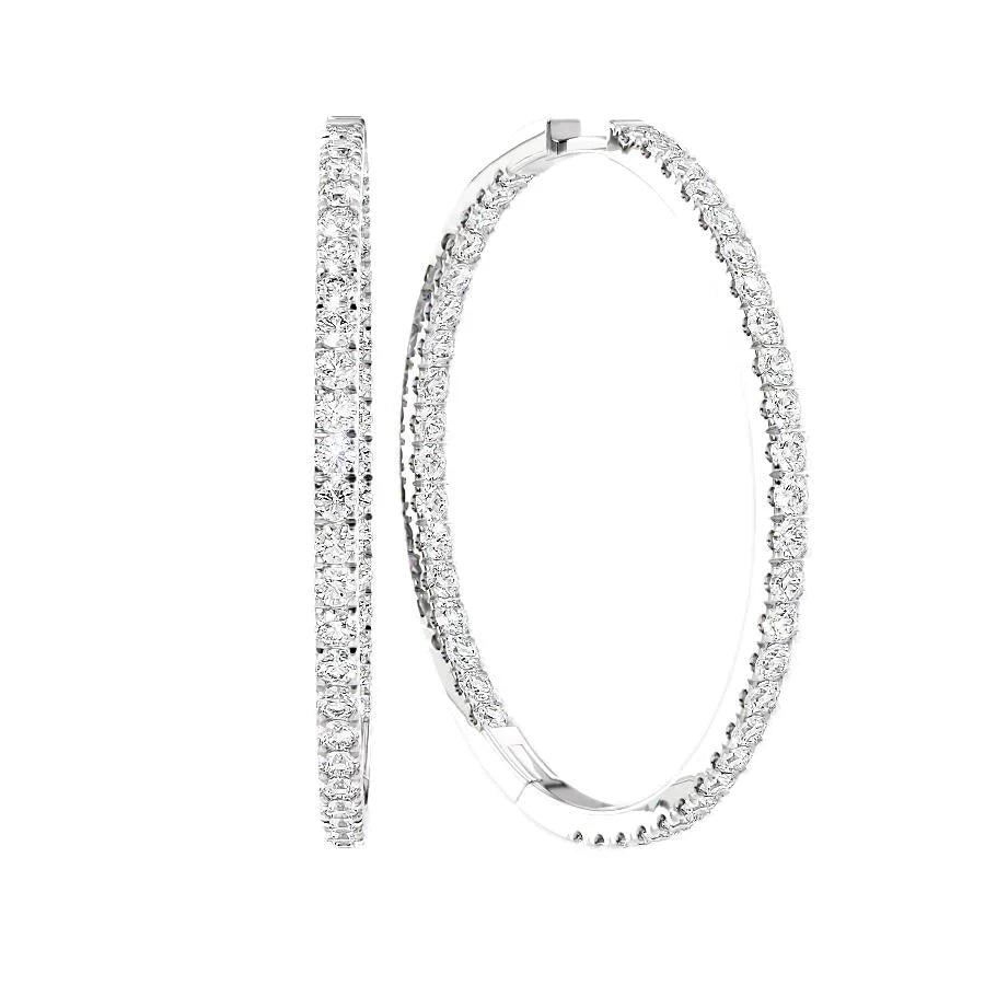 Round Lab Grown Diamond 40mm Inside Out Pave Hoops Earring, EF Color, VS Clarity, IGI Certified