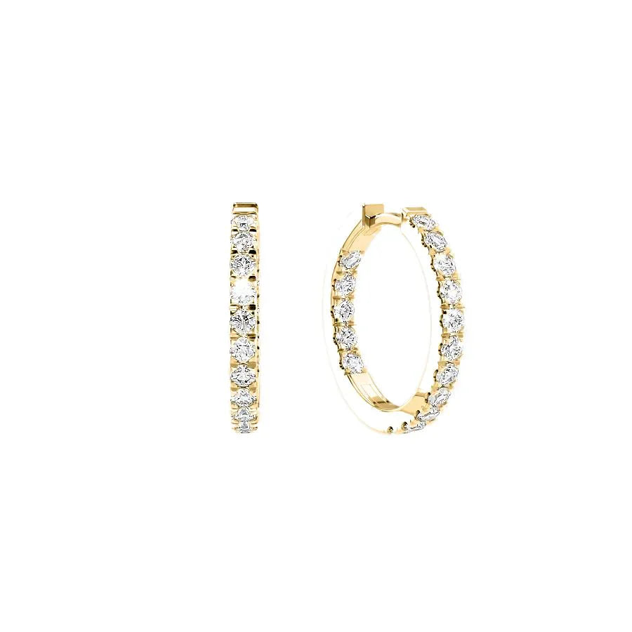 Round Lab Grown Diamond 20mm Inside Out Pave Hoops Earring, EF Color, VS Clarity, IGI Certified