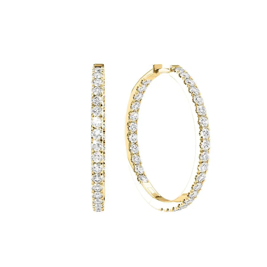 Round Lab Grown Diamond 30mm Inside Out Pave Hoops Earring, EF Color, VS Clarity, IGI Certified