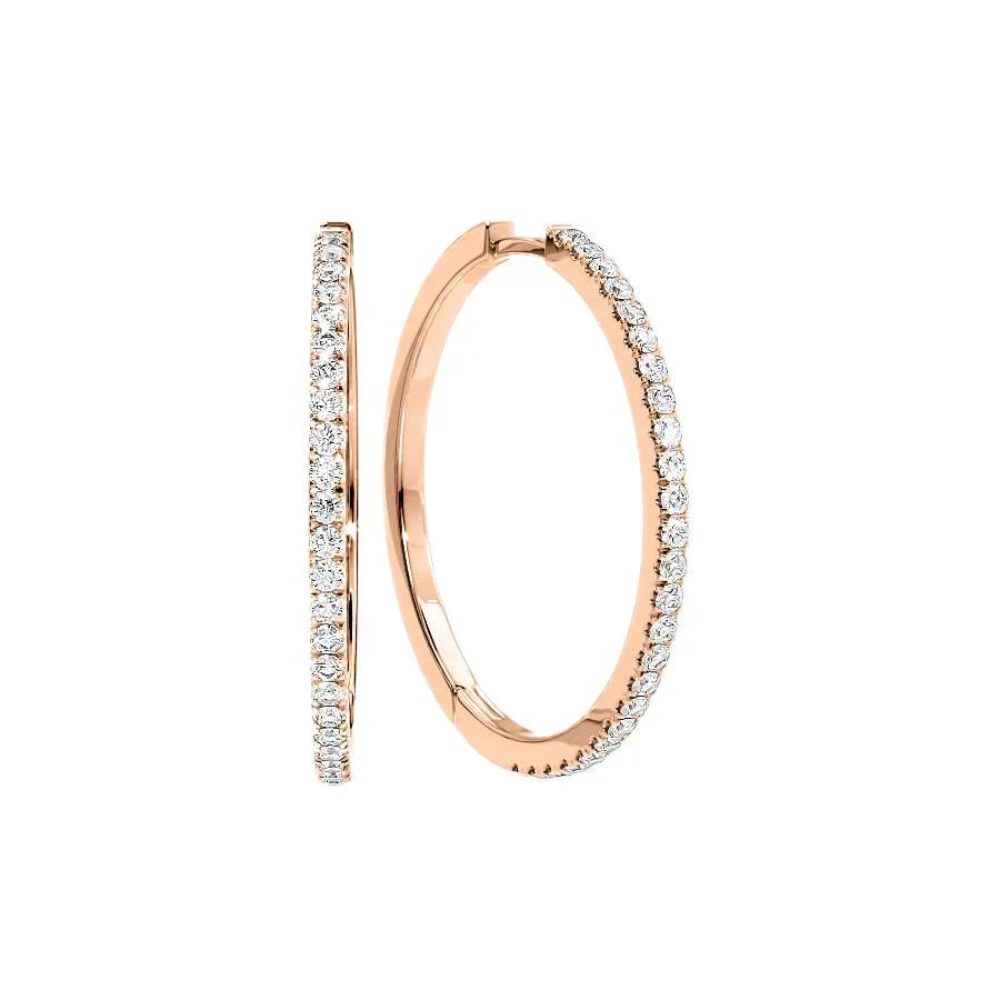 Round Lab Grown Diamond 30mm Pave Hoops Earring, EF Color, VS Clarity, IGI Certified