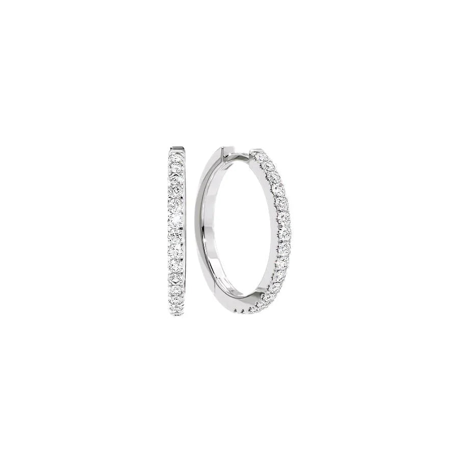 Round Lab Grown Diamond 20mm Pave Hoops Earrings, EF Color, VS Clarity, IGI Certified