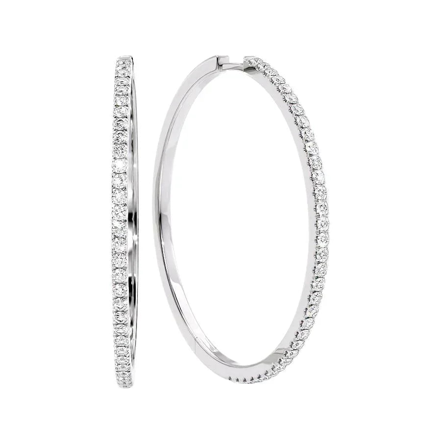 Round Lab Grown Diamond 40mm Pave Hoops Earring, EF Color, VS Clarity, IGI Certified