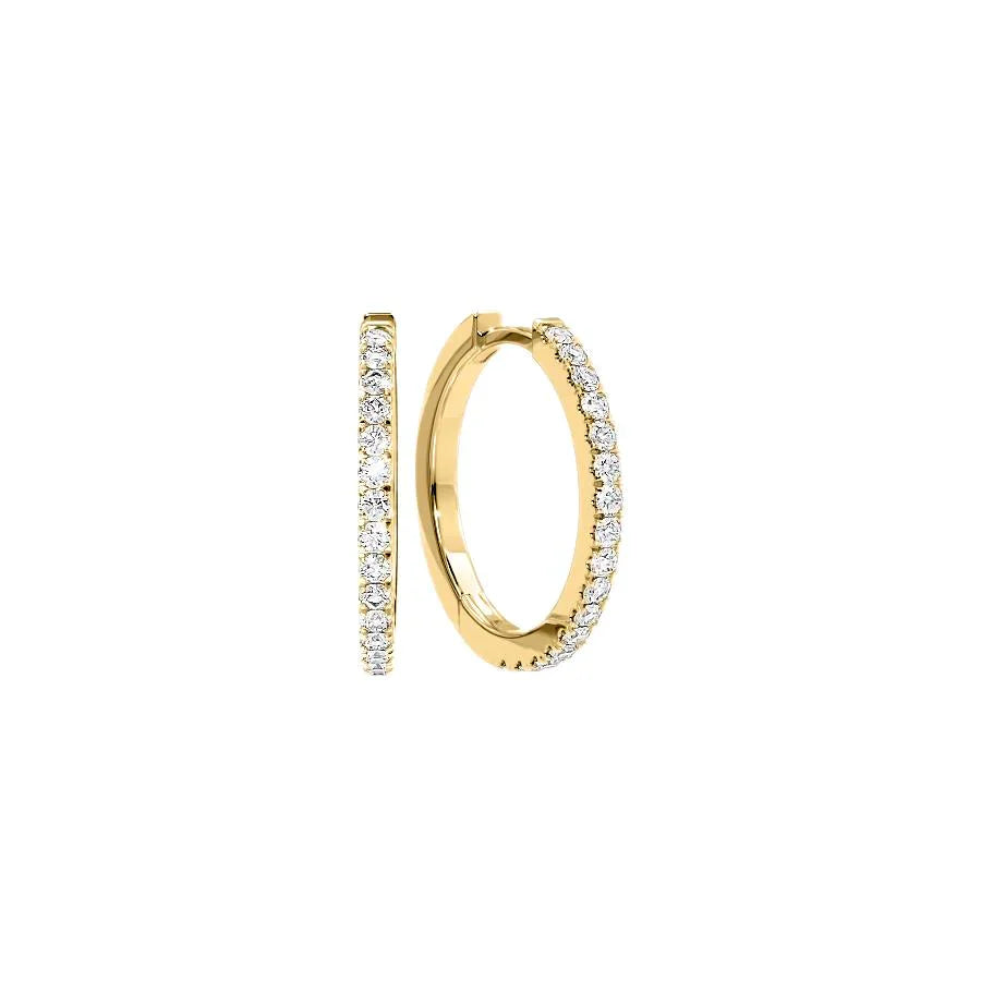 Round Lab Grown Diamond 20mm Pave Hoops Earrings, EF Color, VS Clarity, IGI Certified
