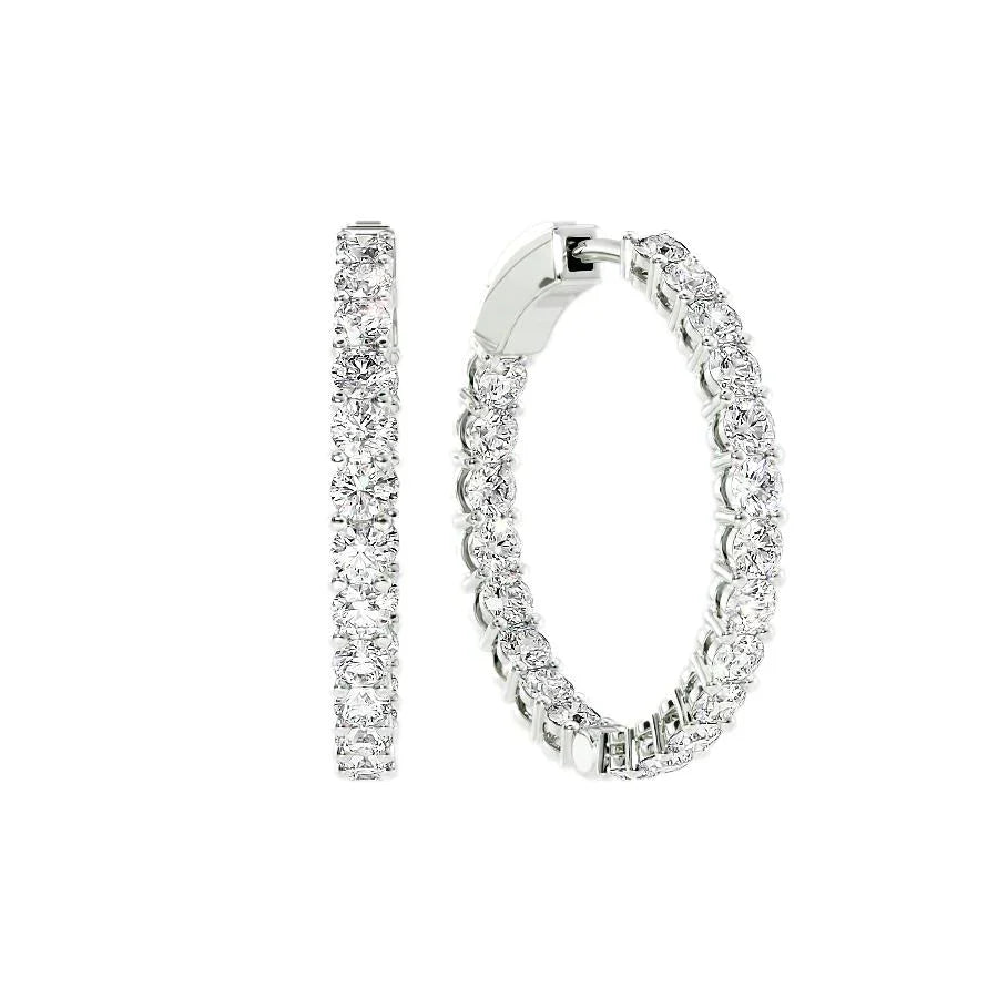 Round Lab Grown Diamond 30mm Eternity Pave Hoop Earring, EF Color, VS Clarity, IGI Certified