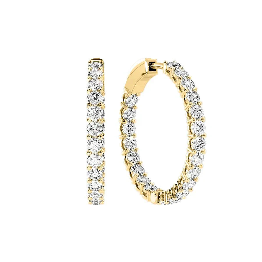 Round Lab Grown Diamond 30mm Eternity Pave Hoop Earring, EF Color, VS Clarity, IGI Certified