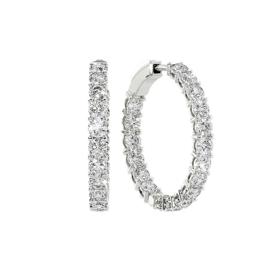 Round Lab Grown Diamond 30mm Eternity Pave Hoop Earring, EF Color, VS Clarity, IGI Certified