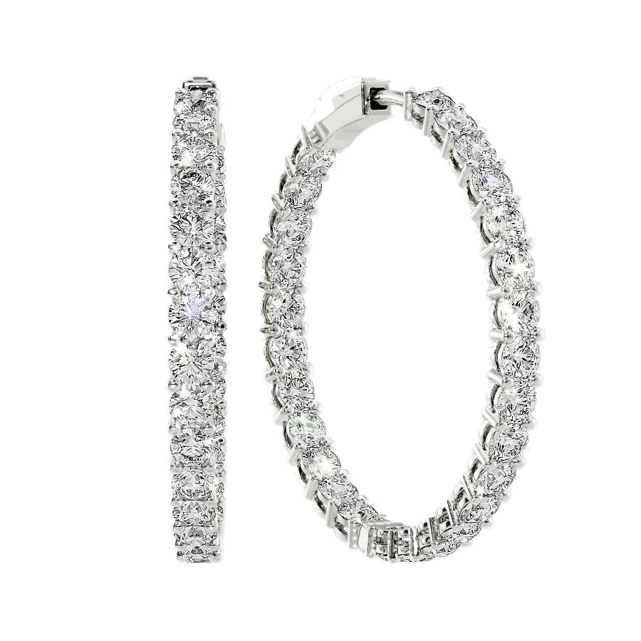 Round Lab Grown Diamond 40mm Eternity Pave Hoops Earring, EF Color, VS Clarity, IGI Certified