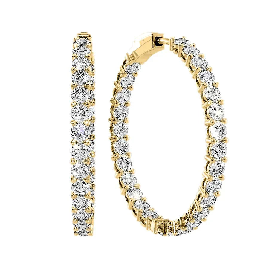 Round Lab Grown Diamond 40mm Eternity Pave Hoops Earring, EF Color, VS Clarity, IGI Certified