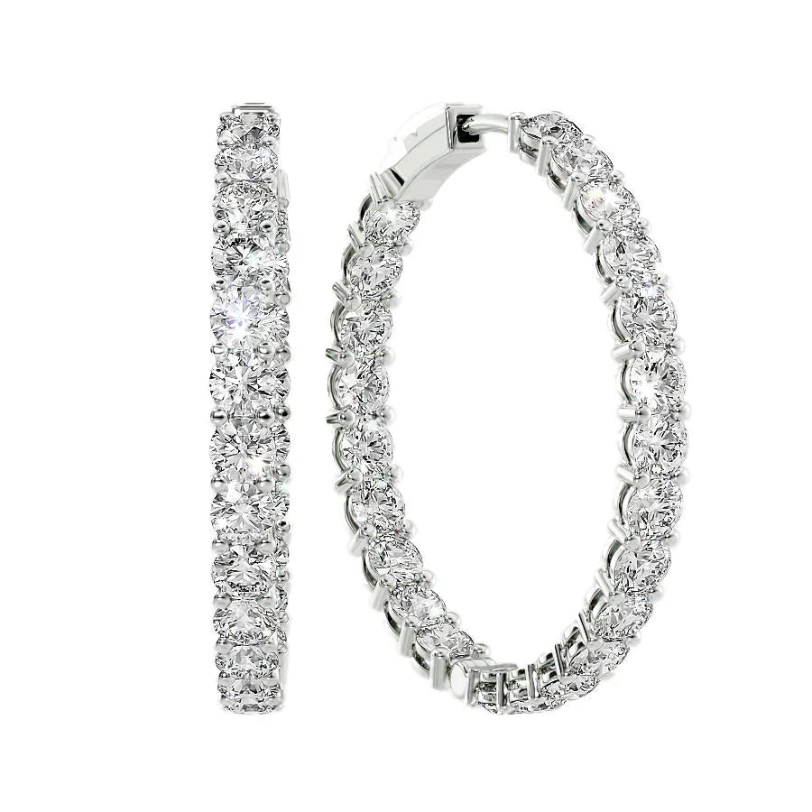 Round Lab Grown Diamond 40mm Eternity Pave Hoops Earring, EF Color, VS Clarity, IGI Certified