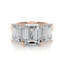 Rose :: emerald three stone lab grown diamond engagement ring baguette side stones