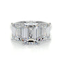 White :: Neravique emerald lab grown diamond three stone ring IGI certified engagement ring