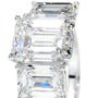 White :: Neravique emerald cut three stone lab grown diamond ring elegant bridal jewelry