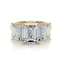Yellow :: modern emerald cut lab grown diamond three stone engagement ring luxury design
