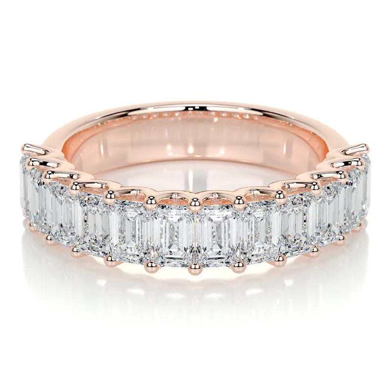 Rose :: luxury emerald cut lab diamond eternity ring IGI certified women band