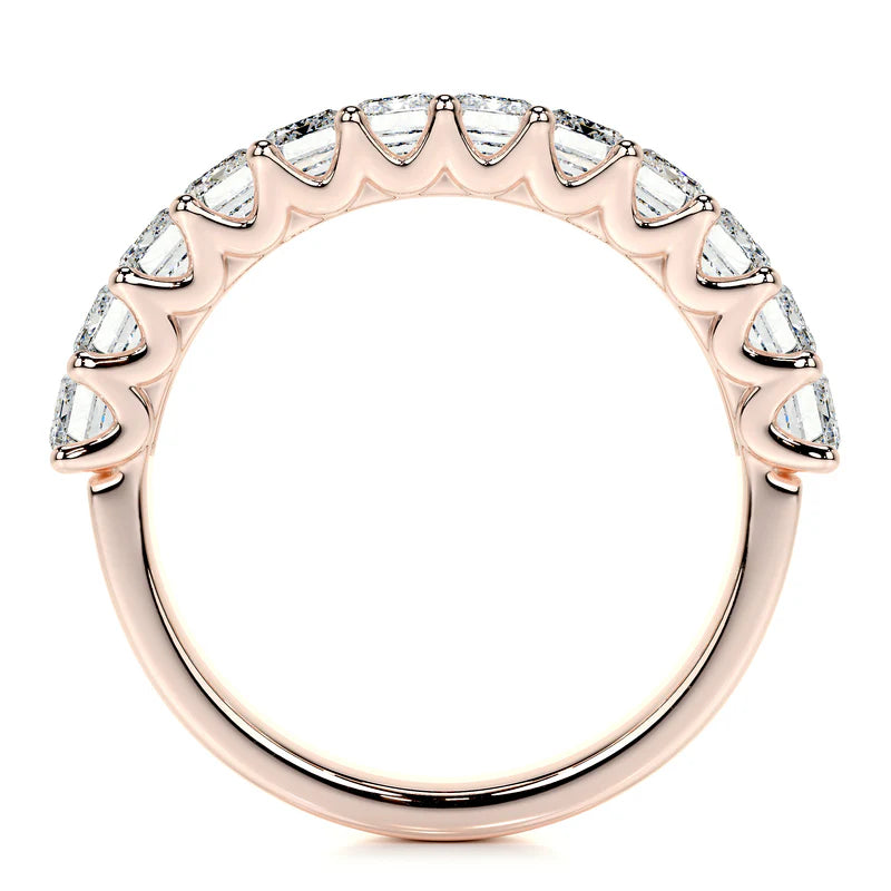 Rose :: stackable emerald cut lab grown diamond eternity ring modern bridal band