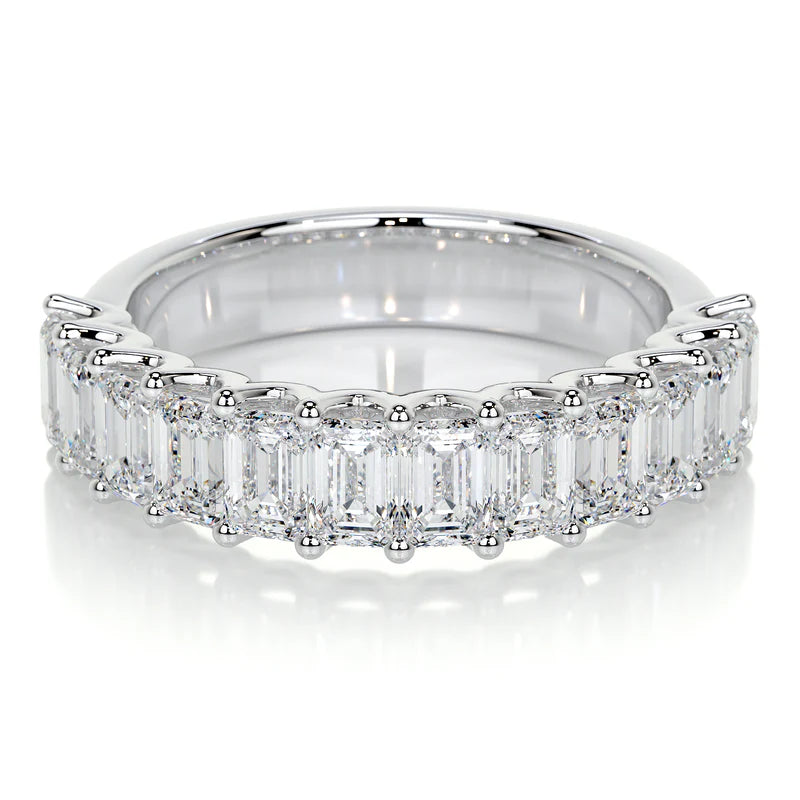 White :: Elvarique emerald cut lab grown diamond eternity ring IGI certified full eternity band