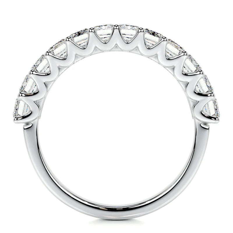 White :: IGI certified emerald cut lab diamond eternity ring full diamond band