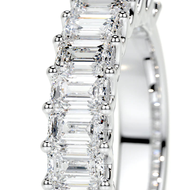 White :: Elvarique lab grown diamond eternity band emerald cut elegant wedding ring