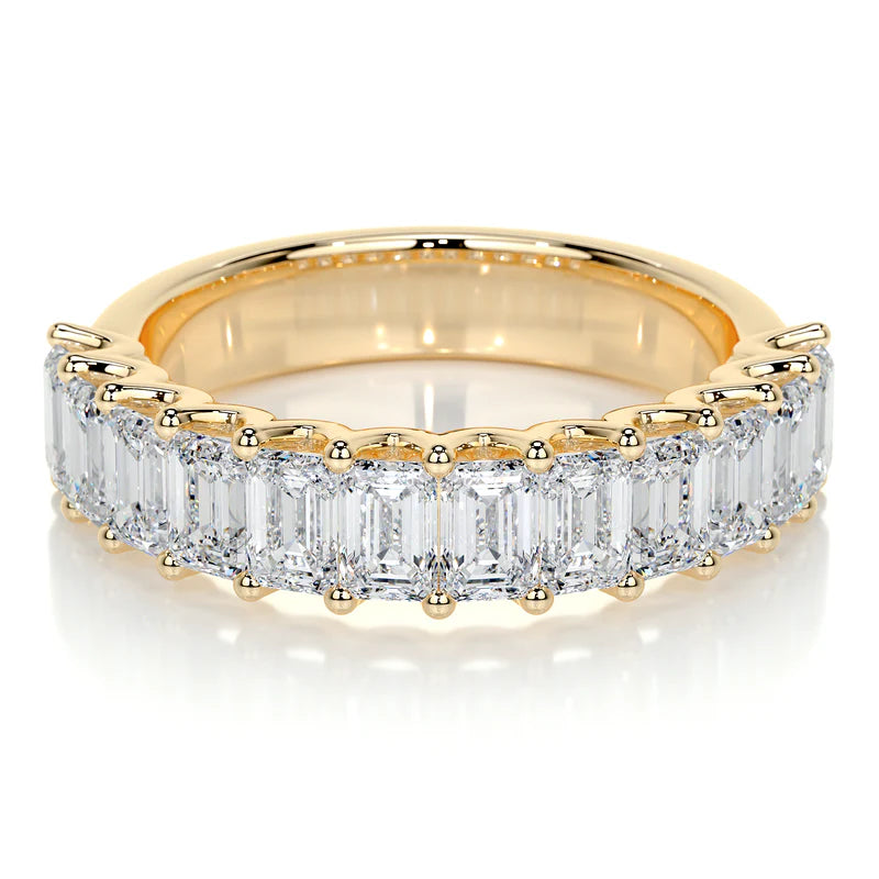 Yellow :: premium emerald cut lab diamond eternity band IGI certified fine ring