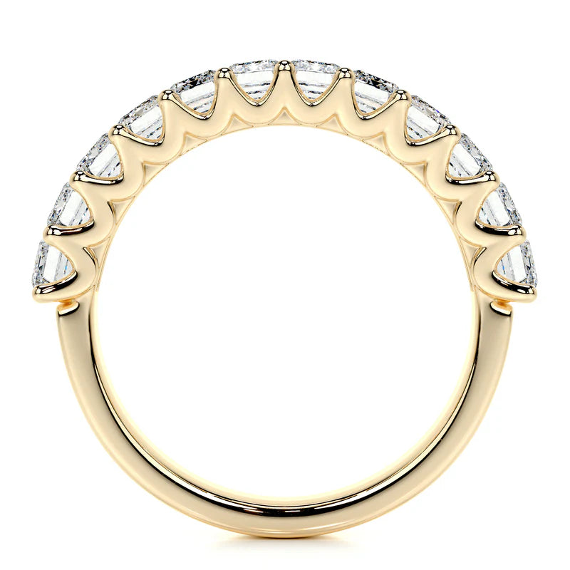 Yellow :: handcrafted emerald cut lab grown diamond eternity ring anniversary band