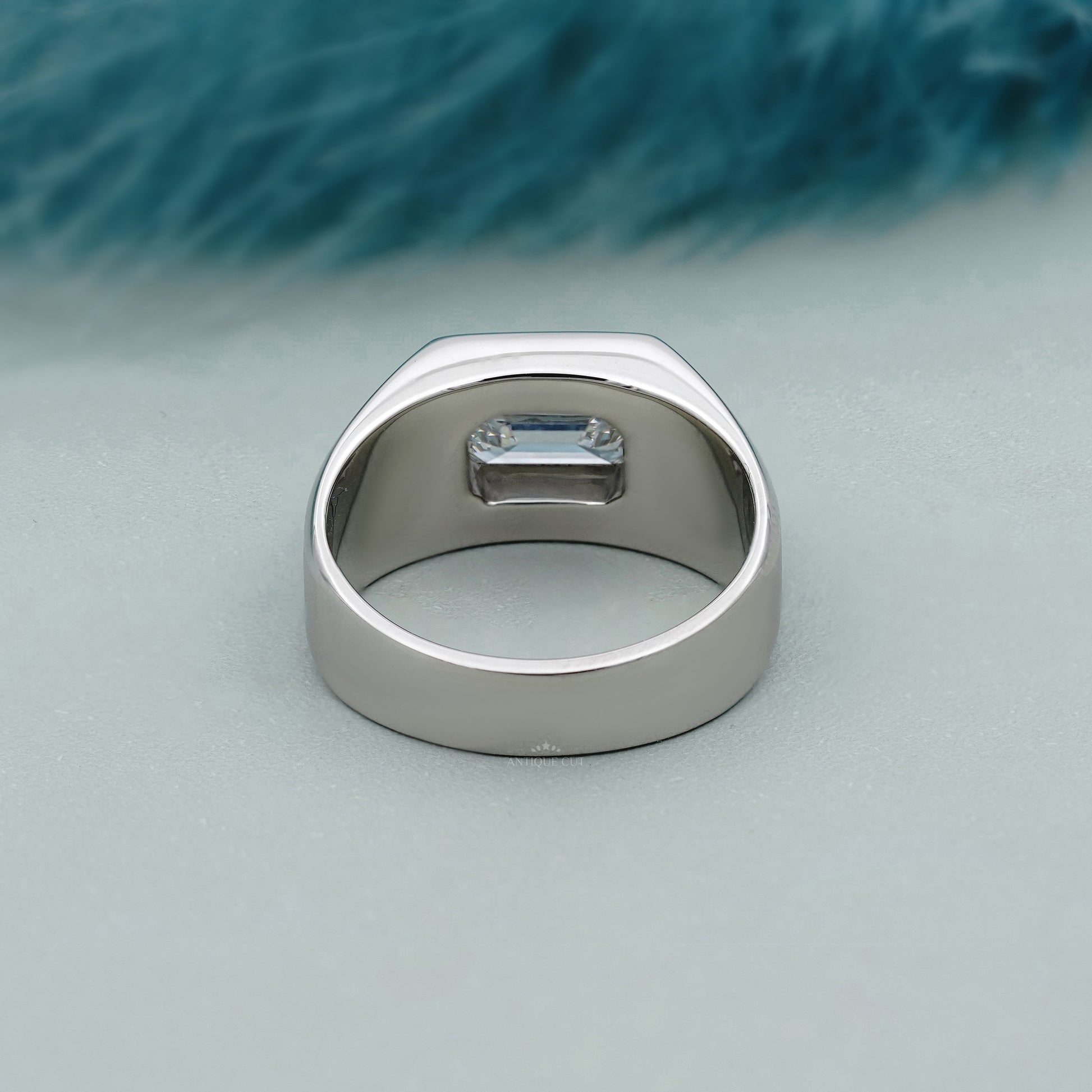 Men’s Emerald Cut 2.00ct East West Lab Grown Diamond Ring | Bezel Set Band | IGI Certified