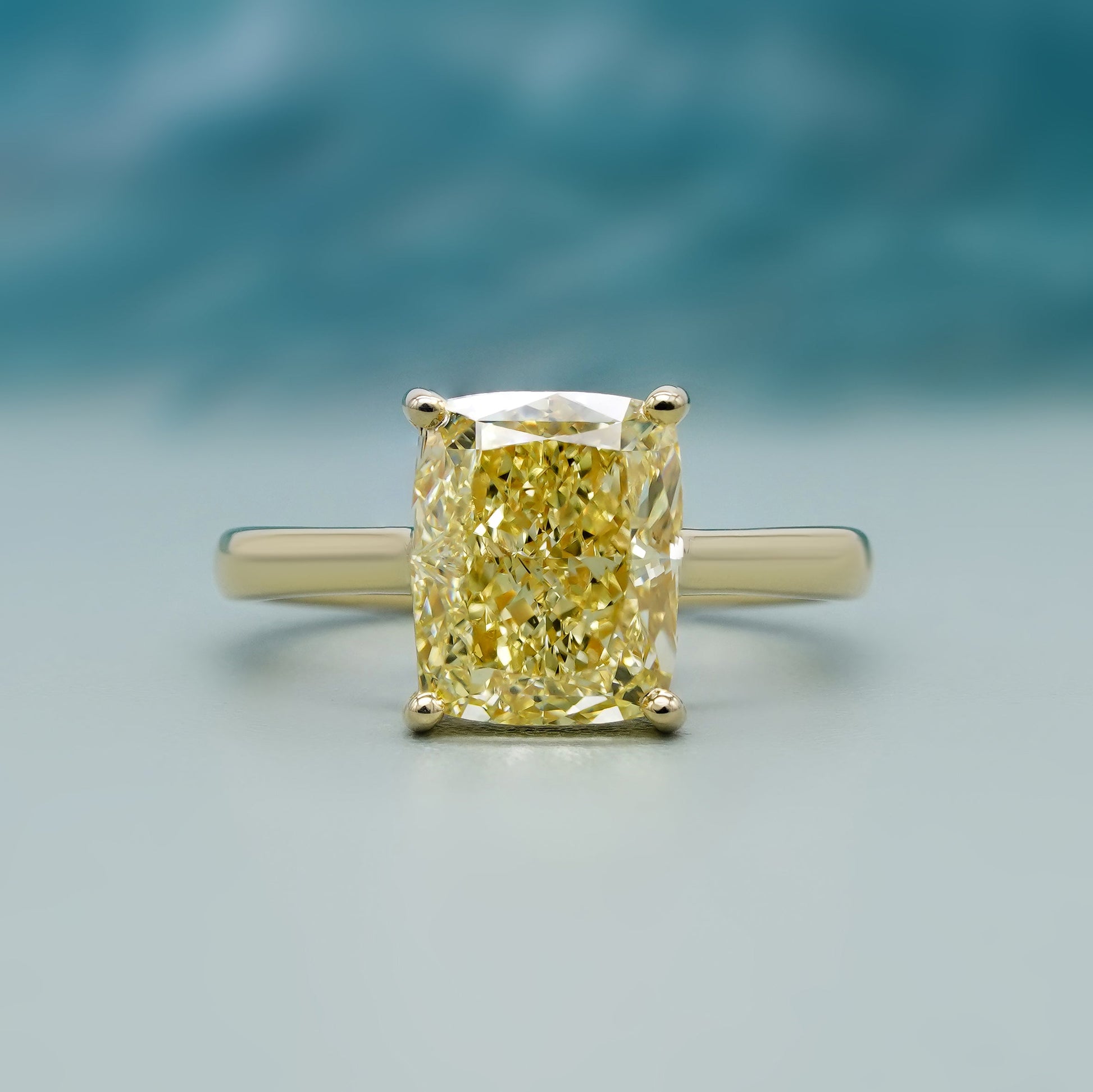 Fancy Yellow Radiant 4.00ct Lab Grown Diamond Engagement Ring