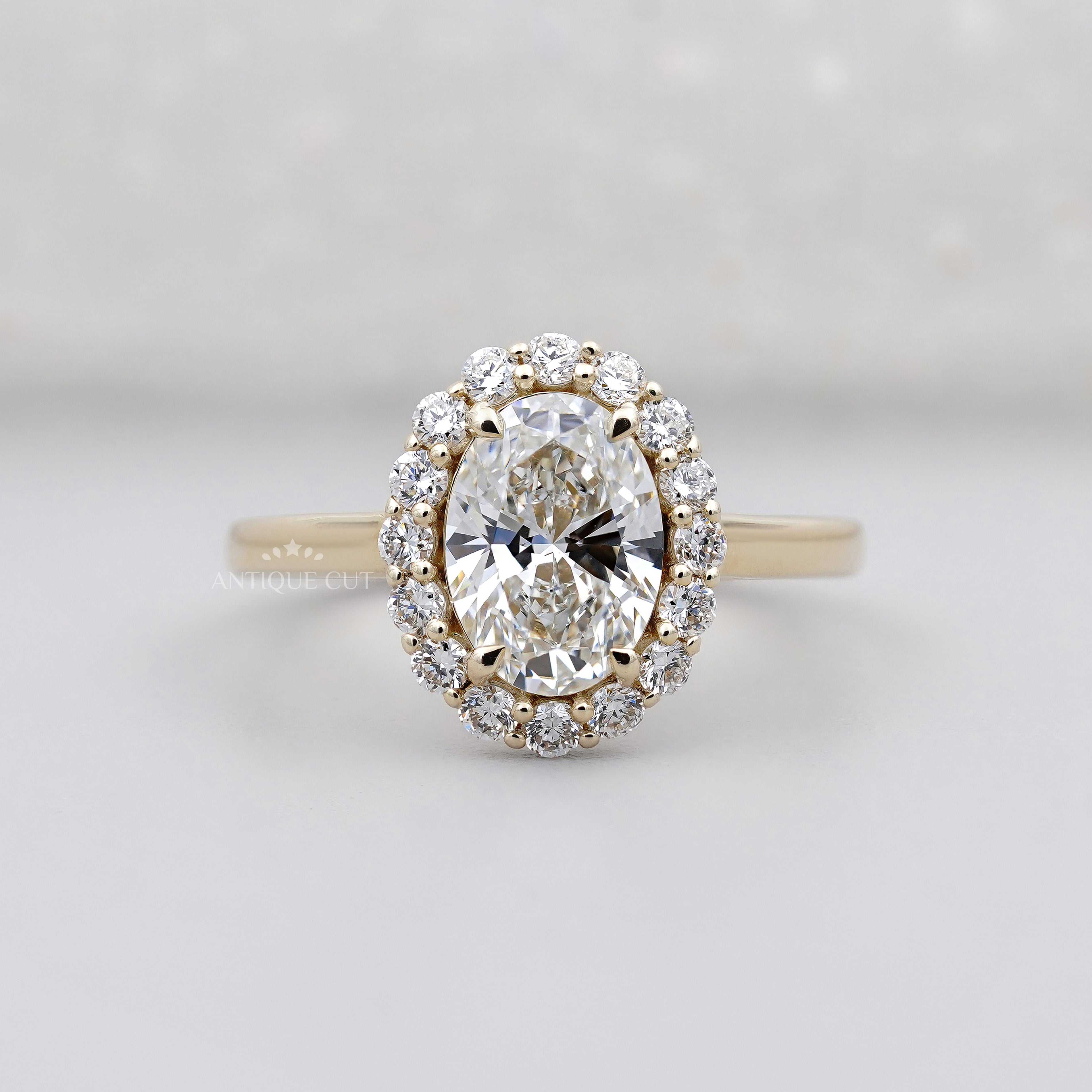 Oval Halo Engagement Ring | 1.50ct Oval Center with 0.50ct Diamond Halo | Gold Oval Diamond Ring | Classic Halo Ring | Bridal Ring