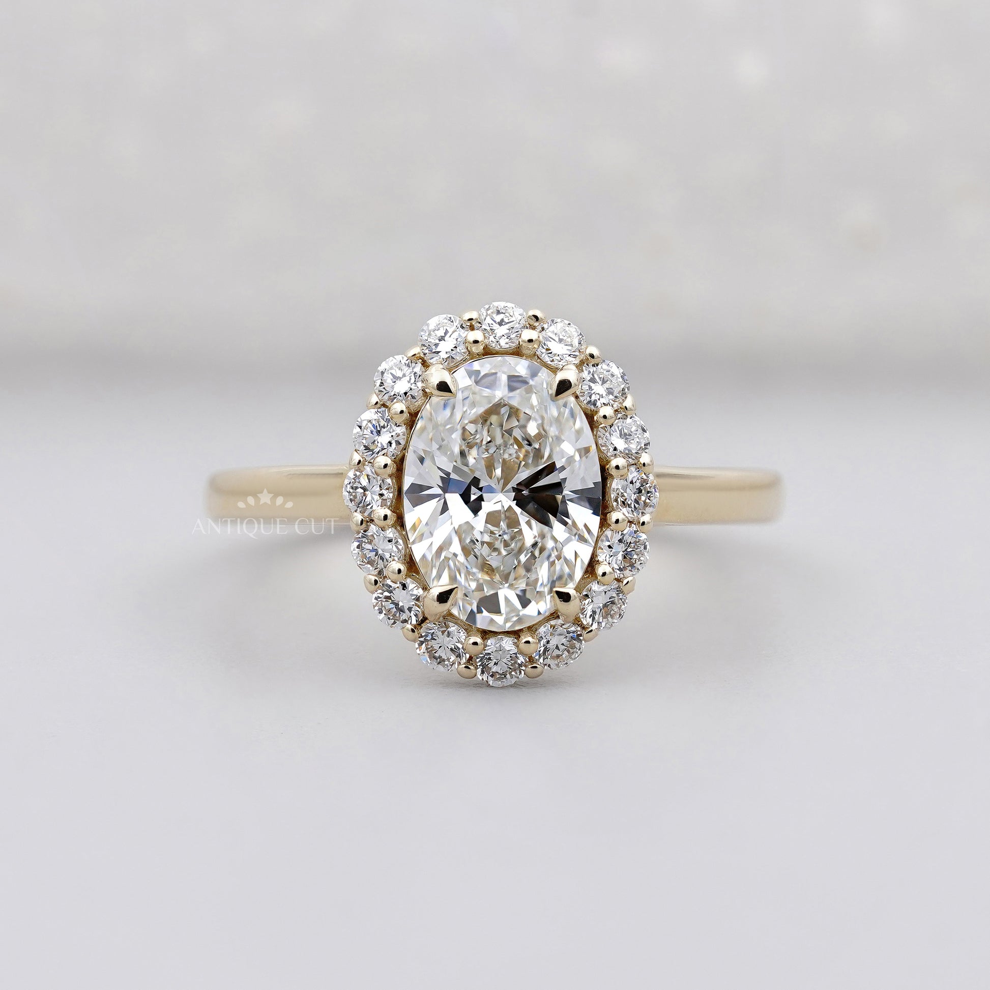 Oval Halo Engagement Ring | 1.50ct Oval Center with 0.50ct Diamond Halo | Gold Oval Diamond Ring | Classic Halo Ring | Bridal Ring