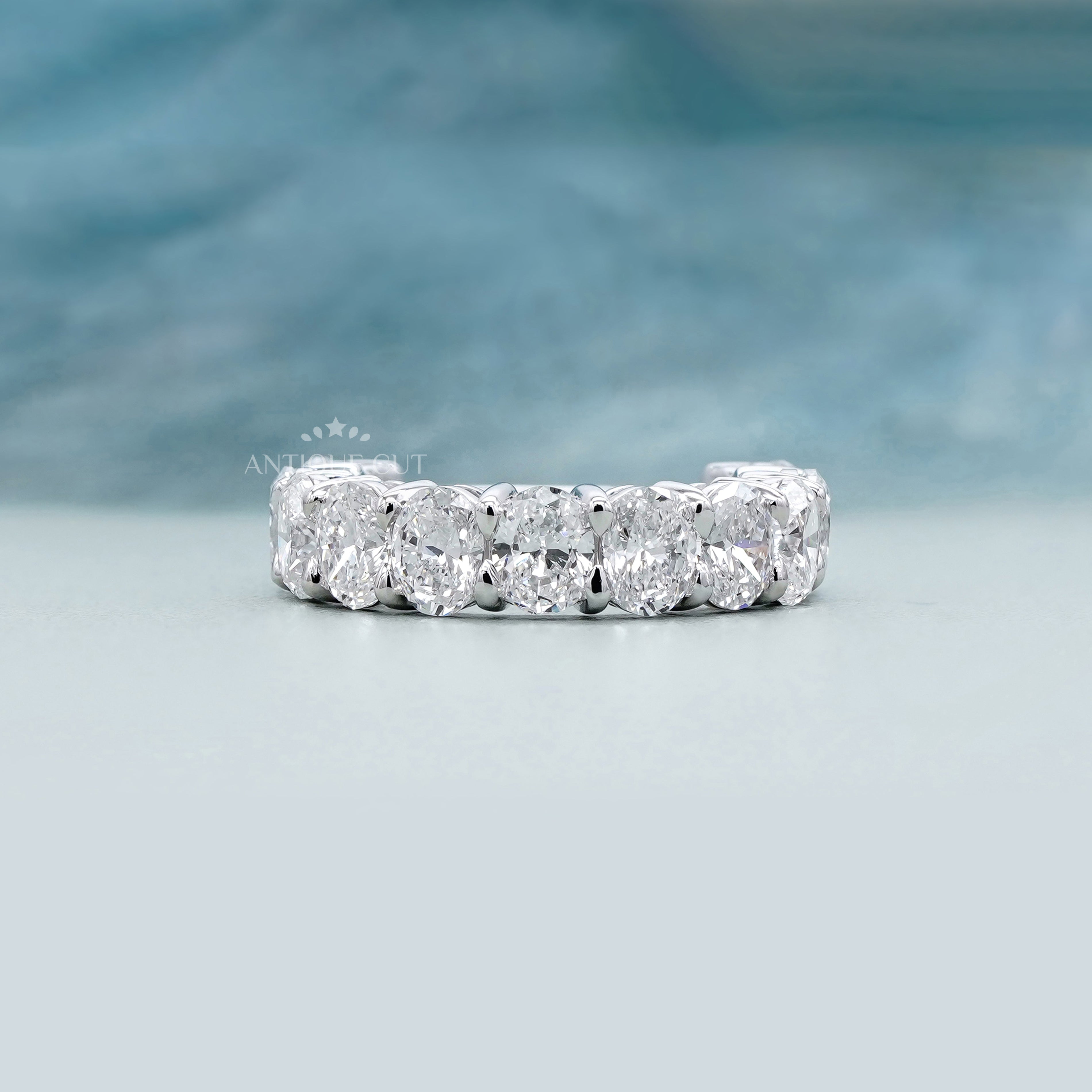 3.30tcw Oval Cut Lab Grown Diamond Eternity Band | White Gold IGI Certified