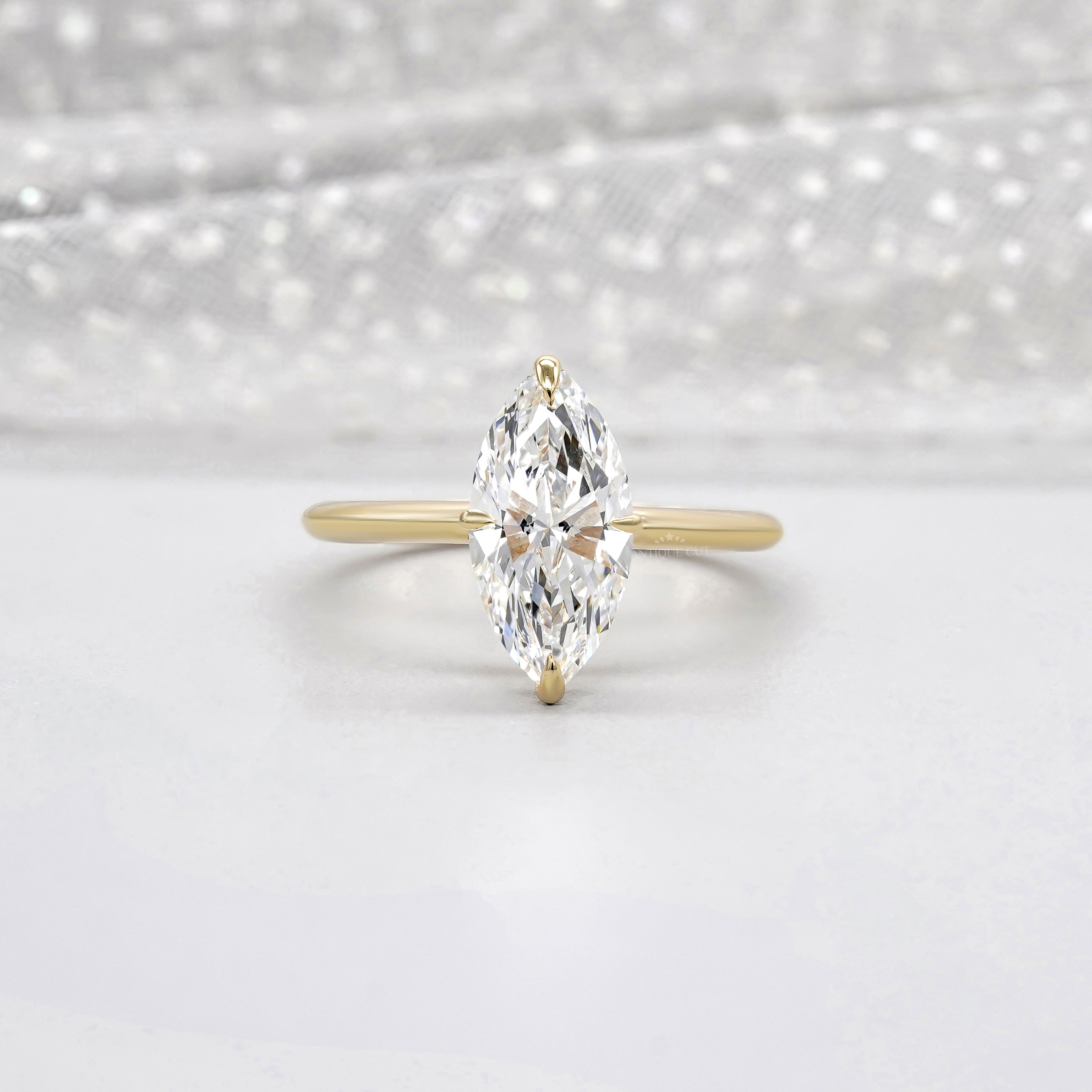 Marquise 3.20ct Lab Grown Diamond Hidden Halo Engagement Ring | IGI Certified