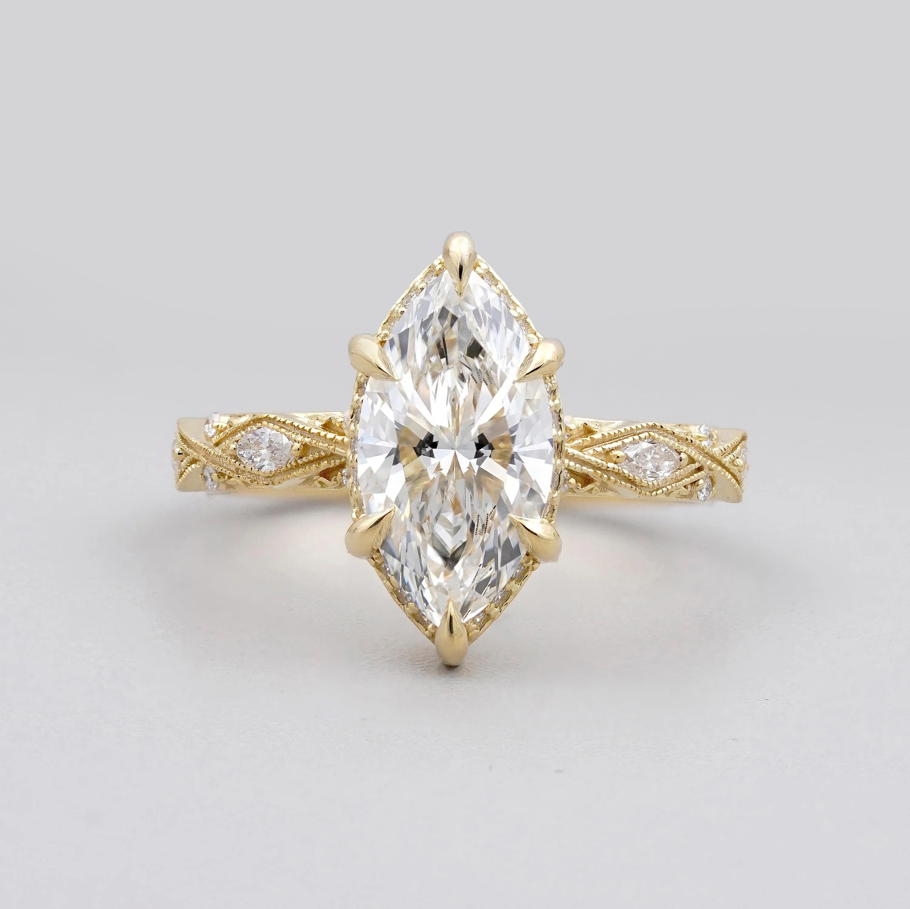 2.30TCW Marquise Cut Vintage Hidden Halo Diamond Engagement Ring