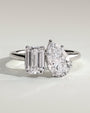 White :: Orinora 1.8ct emerald and 1.5ct pear hidden halo toi et moi lab grown diamond engagement ring IGI certified white gold