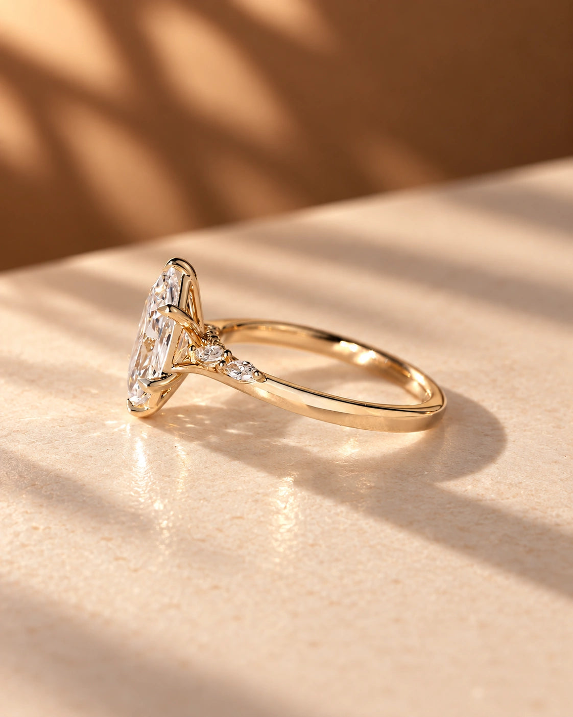 Common :: IGI certified Dutch Marquise engagement ring with shaped diamond accents