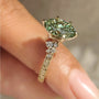 Common :: Vintage engagement ring with Green Oval lab grown diamond