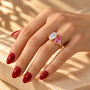 Common :: 2TCW Toi Et Moi Engagement Ring with Oval and Pink Pear diamonds