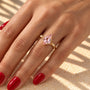 Common :: 1CT Pink Kite Cut Lab Grown Diamond Ring with Round side diamonds