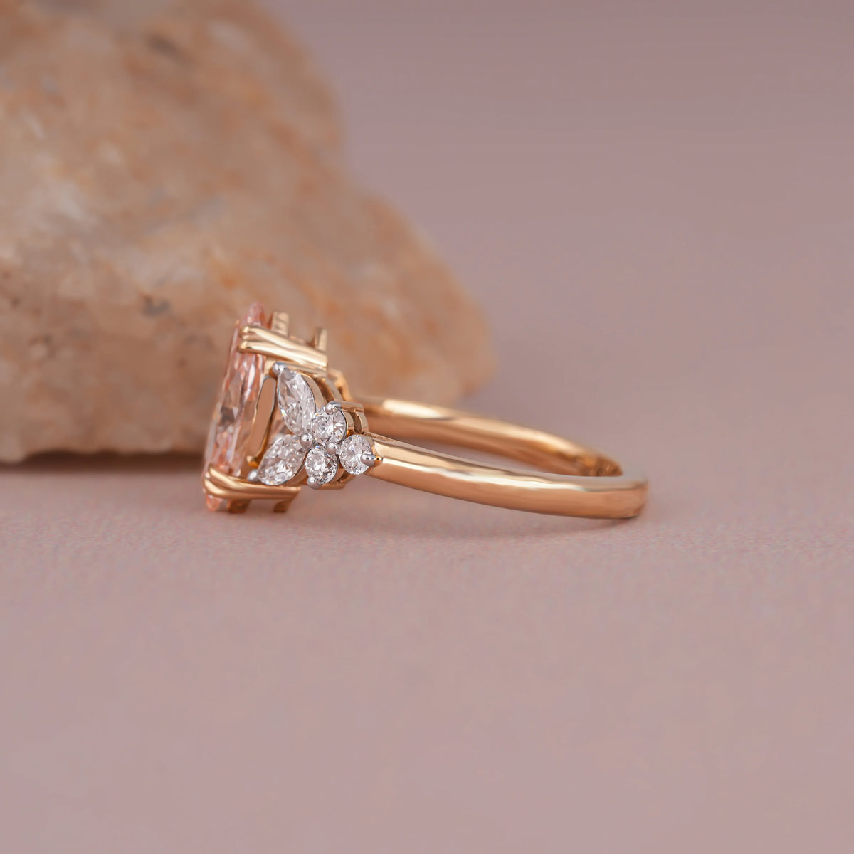 Common :: IGI-certified 1.00CT pink marquise diamond with VVS–VS clarity and Excellent cut grade.