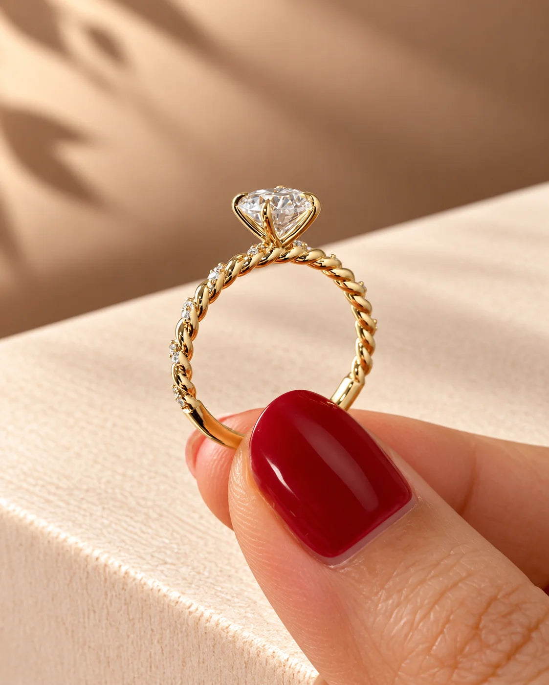 Common :: 1CT Round Lab Diamond Twist Shank Bridal Ring