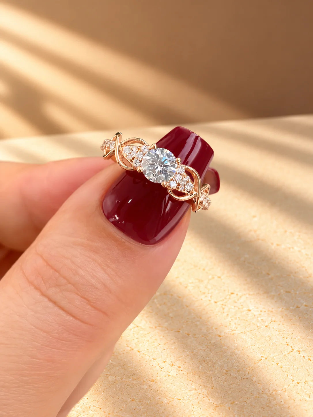Common :: 1.00CT round lab grown diamond engagement ring with an IGI-certified center stone.