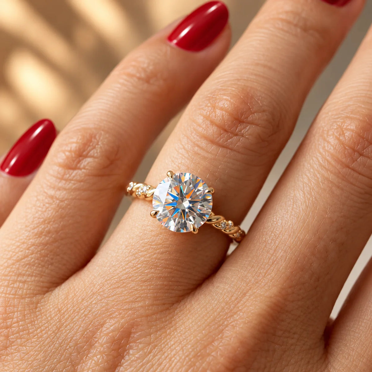 Common :: 1CT Round Lab Grown Diamond Twist Shank Ring
