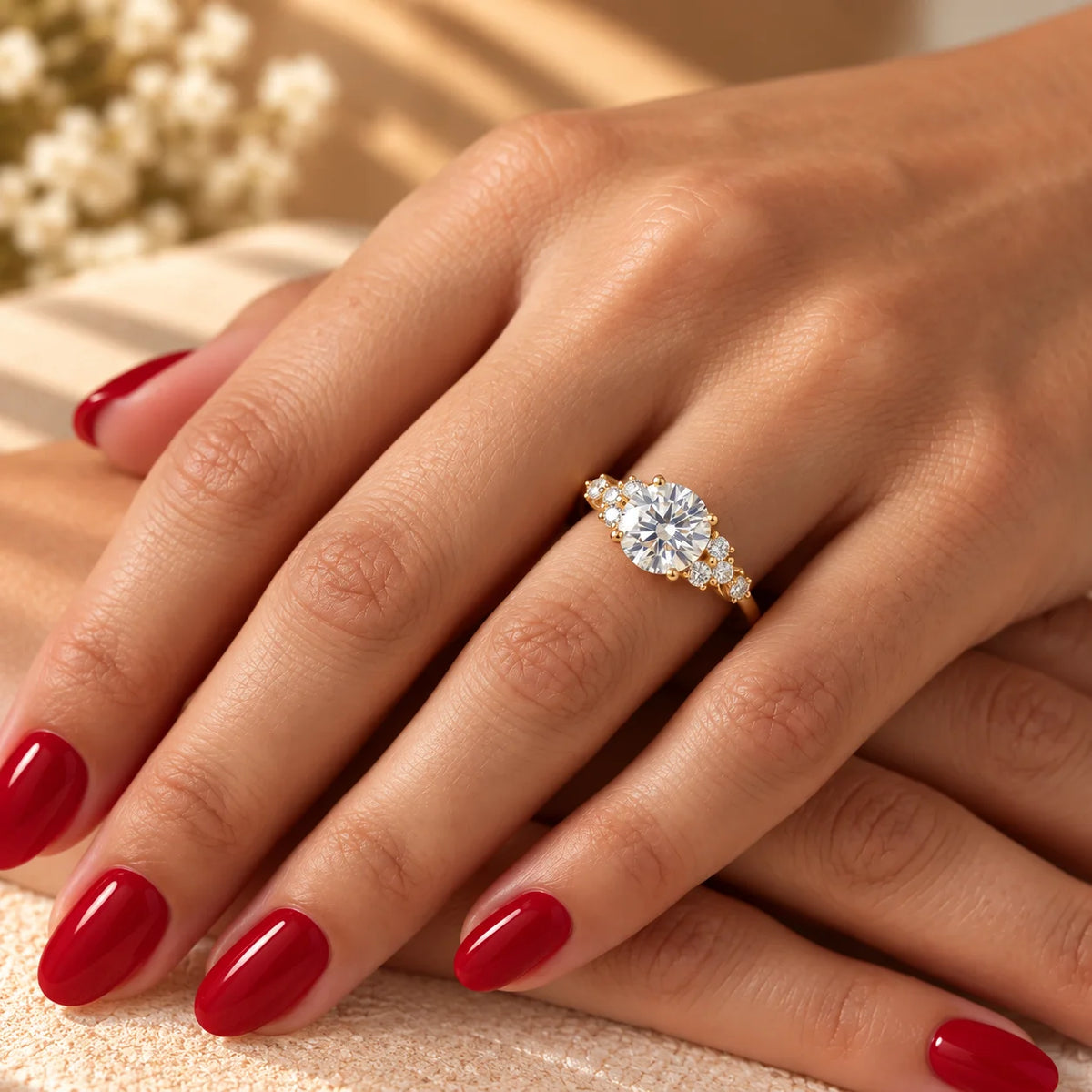 Common :: IGI certified 1CT Round Nature Inspired Diamond Engagement Ring